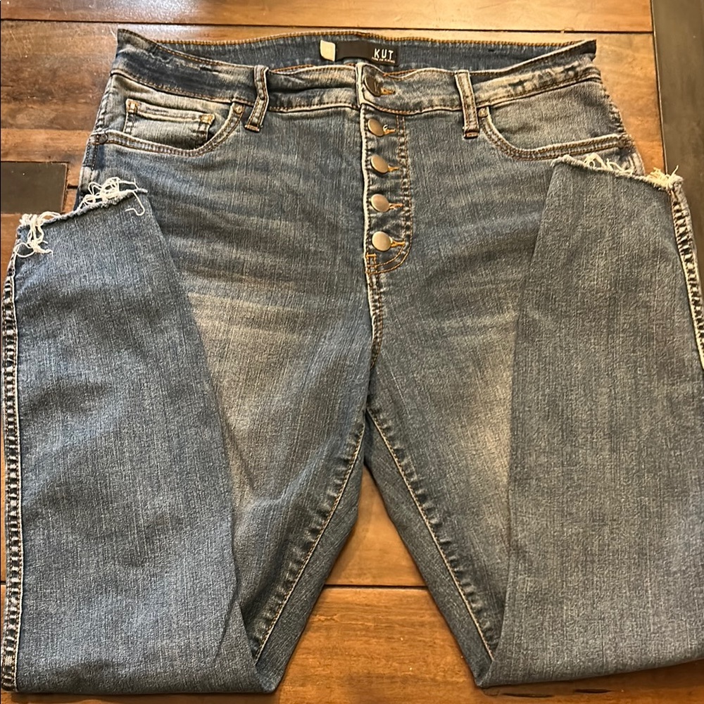 Kut from the Kloth Donna Fab AB Ankle Blue Skinny Jeans with Lived-In Look